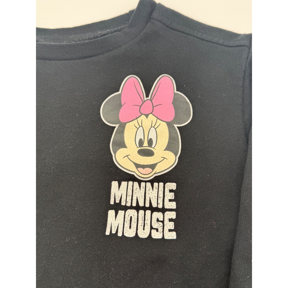 Disney Minnie Mouse Kids Black Graphic Sweatshirt Size 6 Sassy Bold Iconic - Picture 2 of 7